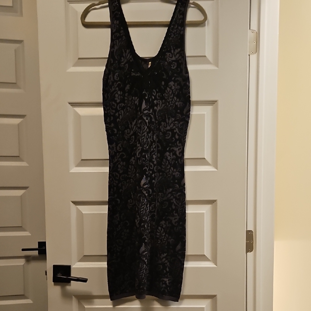 Free People Black and Gray Midi Dress